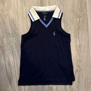 Polo by Ralph Lauren Navy & White Sleeveless Polo Top